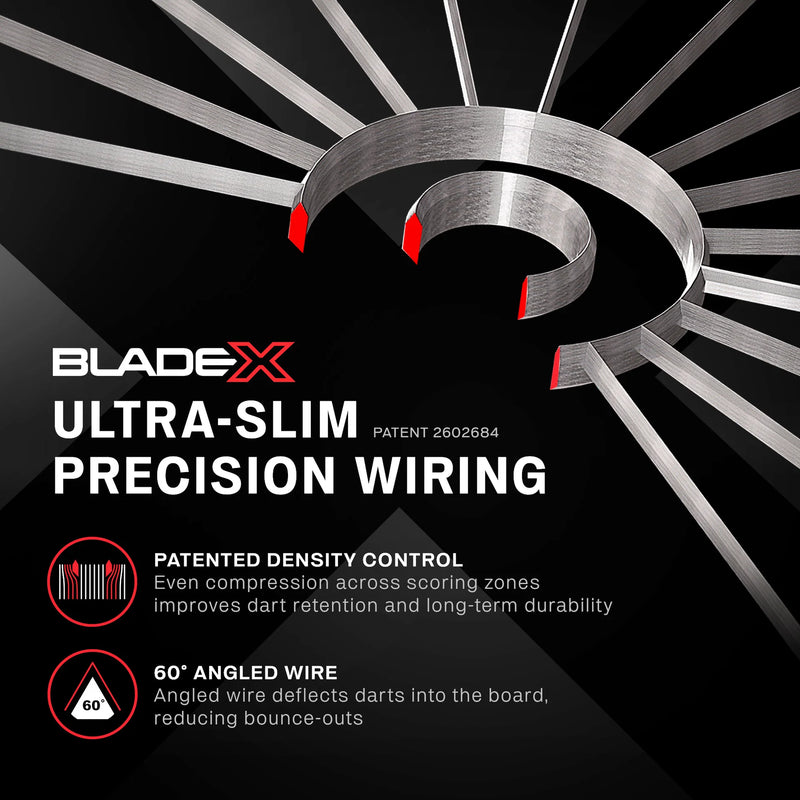 Dünnes Spider-Drahtsystem der Winmau Blade X für weniger Bounce-Outs
