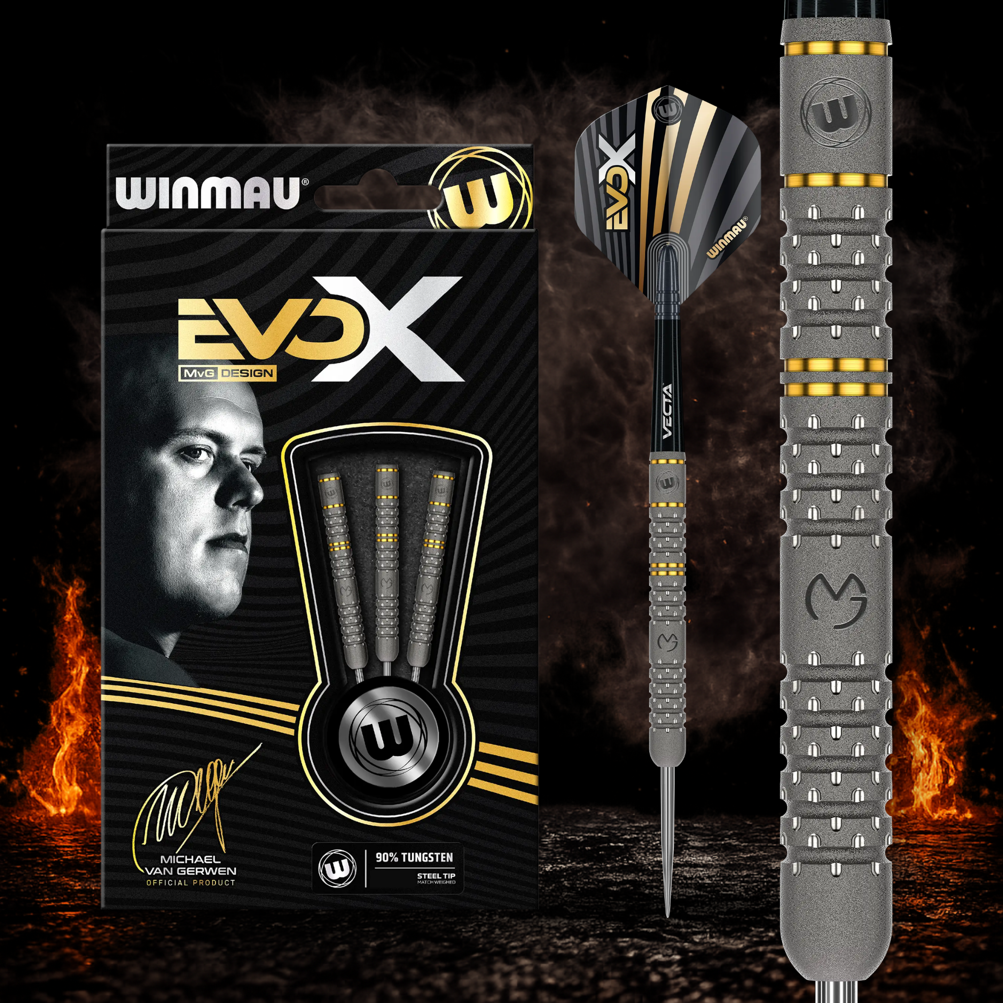 Winmau Michael van Gerwen EvoX Steeldart 90 Prozent Tungsten in Profiqualität