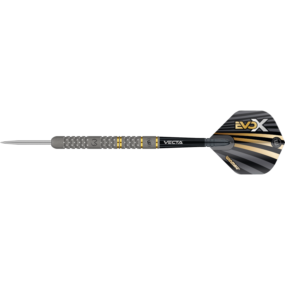 Detailaufnahme des präzisen Barrel Grips der Michael van Gerwen EvoX Darts