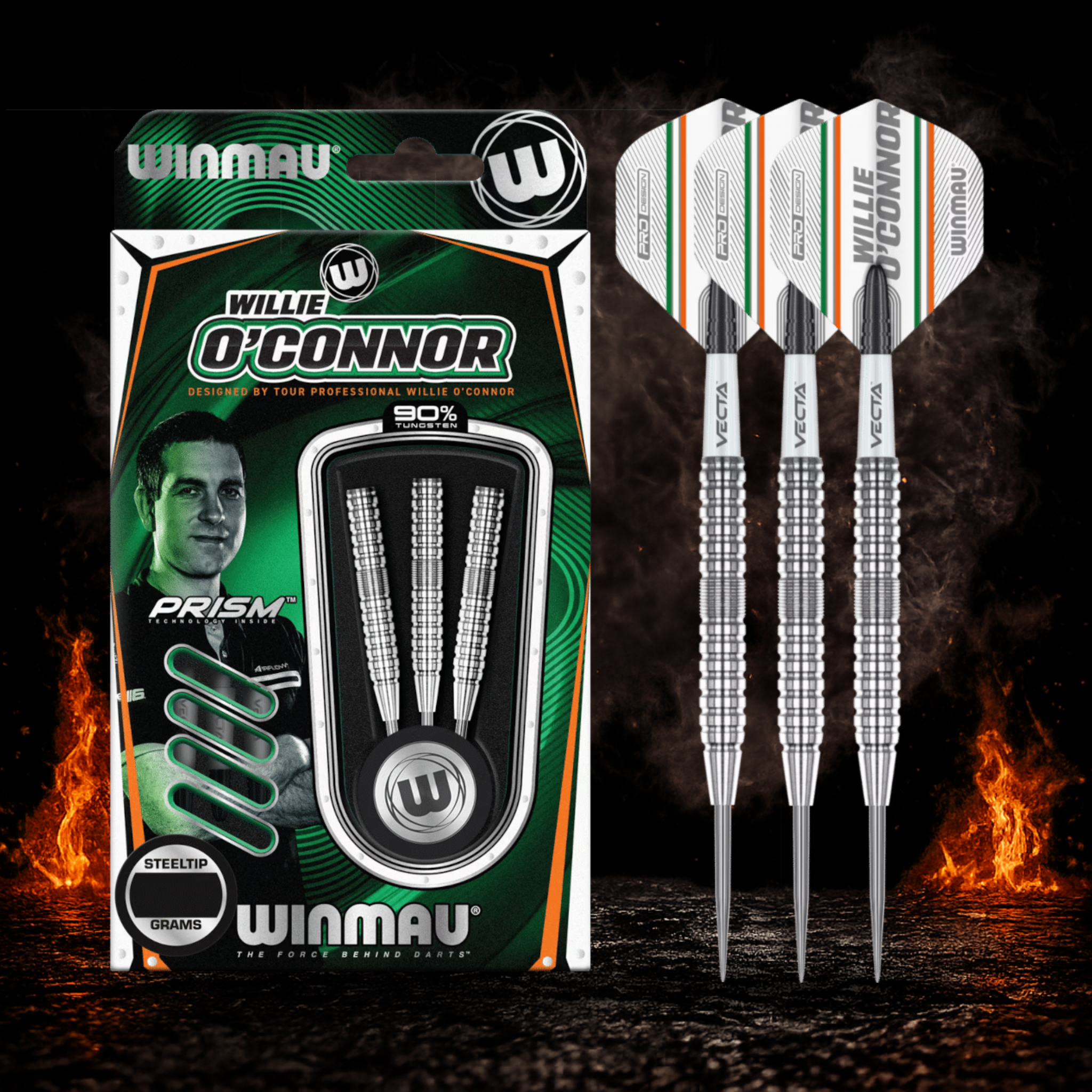 Winmau Willie O'Connor Magpie Steeldart 90 Prozent Tungsten in Profiqualität